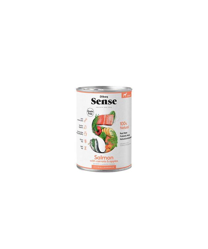 DIBAQ SENSE SALMON PERRO ADULTO LATA 380GR SG – foto del producto frescos salmón sulfato