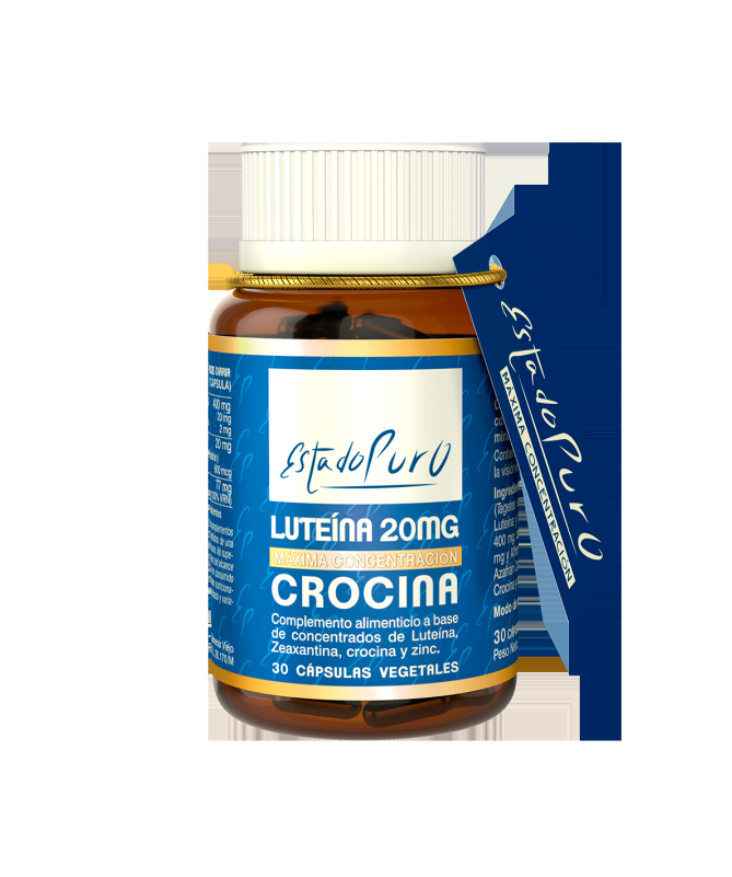 LUTEINA 20MG CROCINA 30CAP ESTADO PURO – foto del producto contiene crocina cápsula