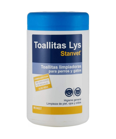 TOALLITAS LYS PIEL OJOS OIDOS PERROS Y GATOS 40UDS – foto del producto toallitas lys piel