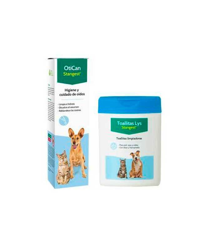 OTICAN TOALLITAS LIMPIADOR OIDOS PERROS GATOS 40UD – foto del producto toallitas agua otican