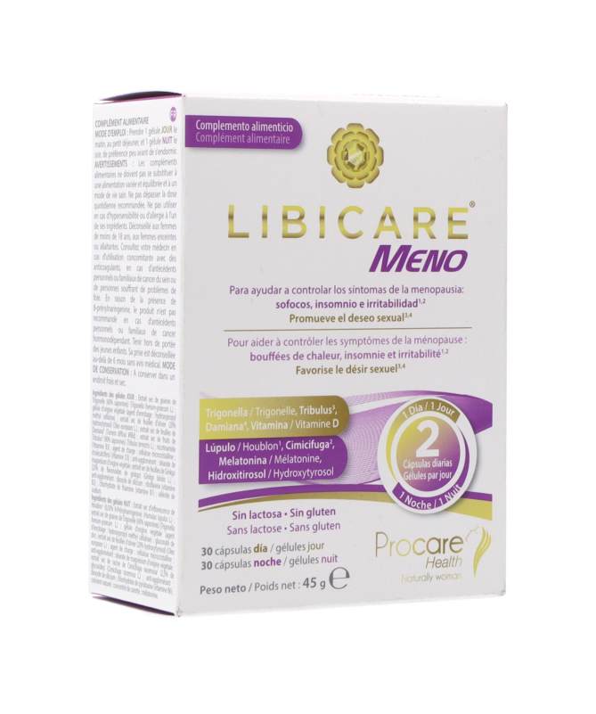 LIBICARE MENO 30 CAPS DIA 30 CAPS NOCHE – foto del producto caps cápsula excipientes