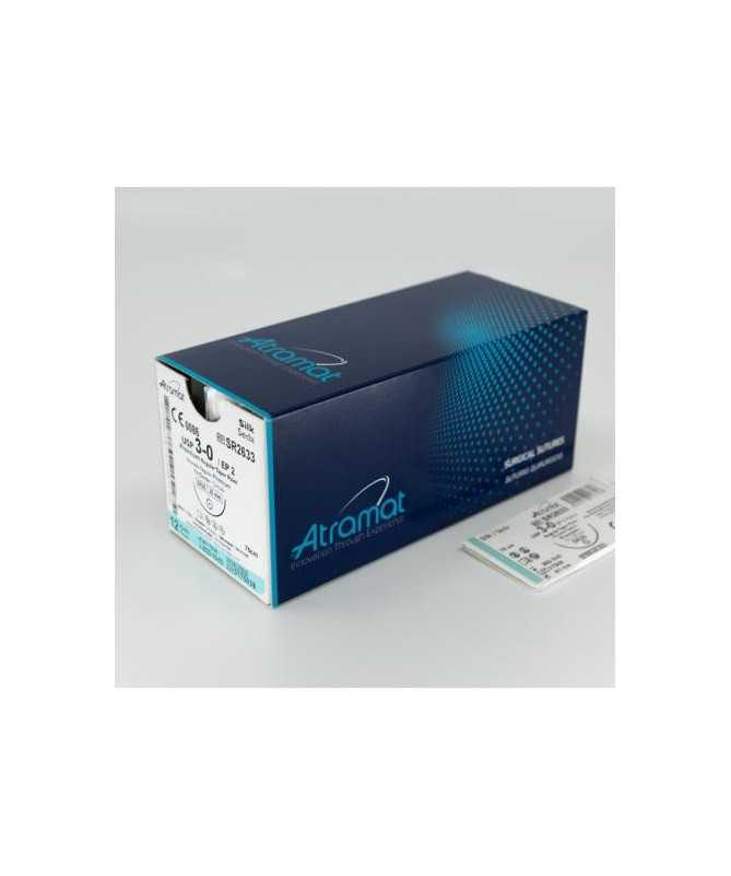 SEDA 3/0 AG.TRIANGULAR 1/2 26MM H75CM NEGRO 12UD