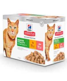 SP FELINE SENIOR VITALITY 7+ 6POLLO+6SALMON 12X85G