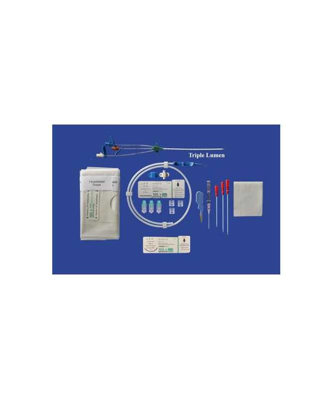 KIT CATETER 3 VIAS C/FIADOR 7FR X 30CM 1UD MILA