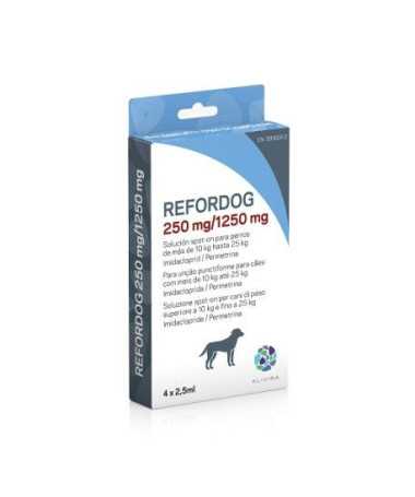REFORDOG 250MG/1250MG SPOTON PERRO 10-25KG 4X2