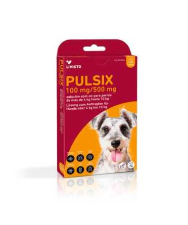 PULSIX 100MG/500MG SPOTON 4-10KG PIP 4X1ML PERRO