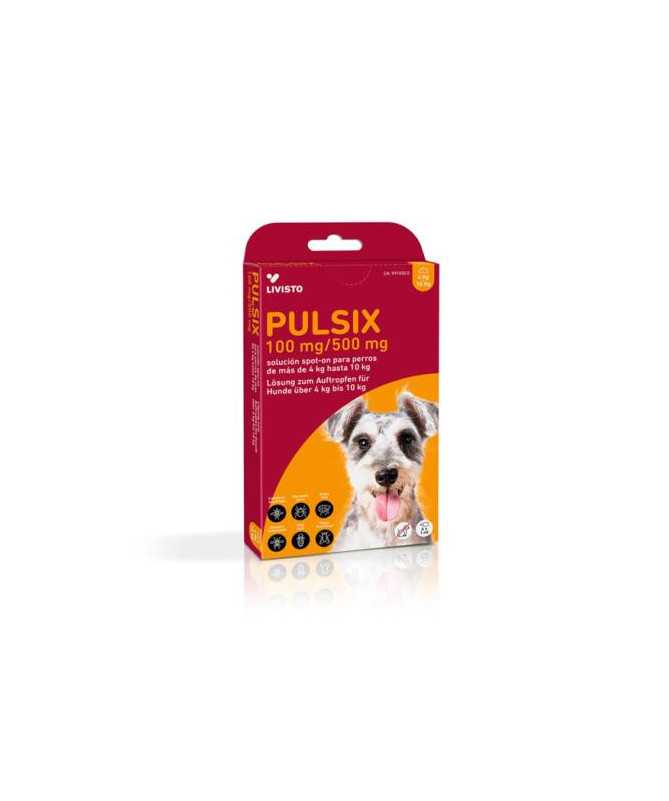 PULSIX 100MG/500MG SPOTON 4-10KG PIP 4X1ML PERRO