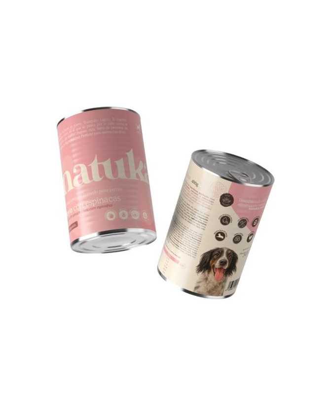 NATUKA LATA MENU PERRO PAVO CON ESPINACAS 12X400G