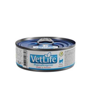 VETLIFE CAT HYPO CERDO PATATA 12X85G