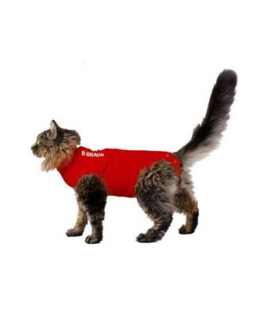 CAMISETA PROTECTORA PARA GATO - 2XS 33CM ROJA 1UD