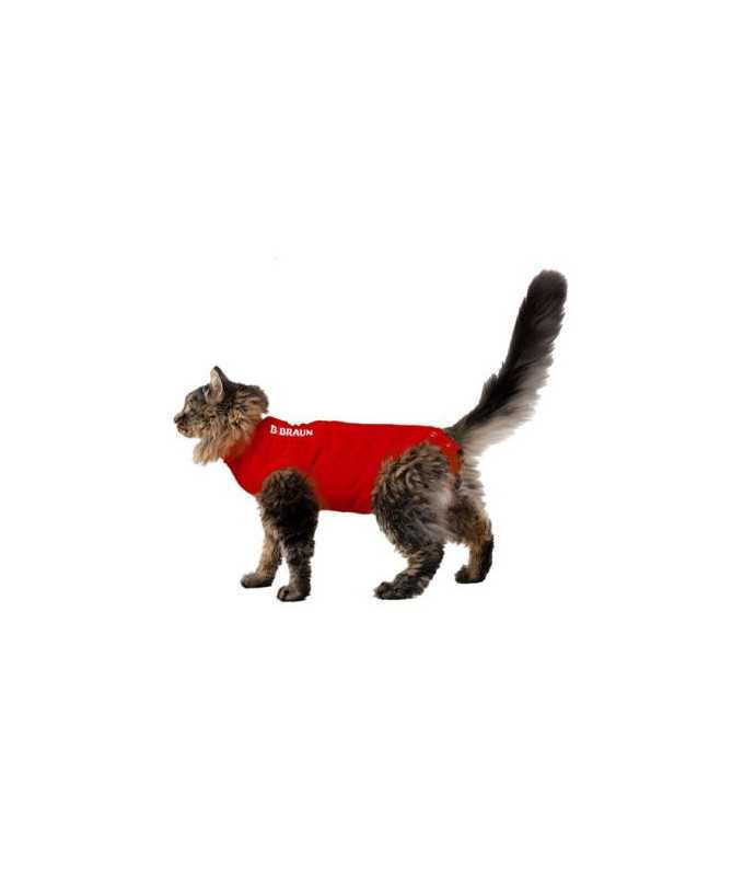 CAMISETA PROTECTORA PARA GATO - S 43CM ROJA 1UD
