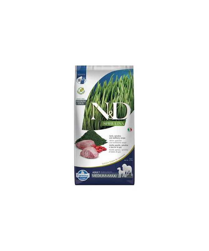 N&D SPIRULINA DOG MEDIUM/MAXI CORDERO 7KG