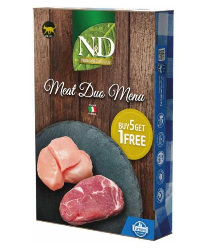 N&D NATURAL CAT MEAT DUO MENU 6X70G (5+1)