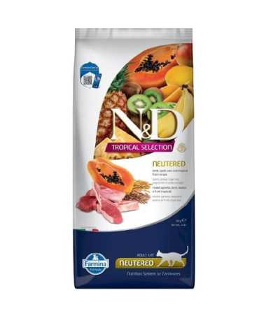 N&D TROPICAL CAT ADULT NEUTERED CORDERO 10KG