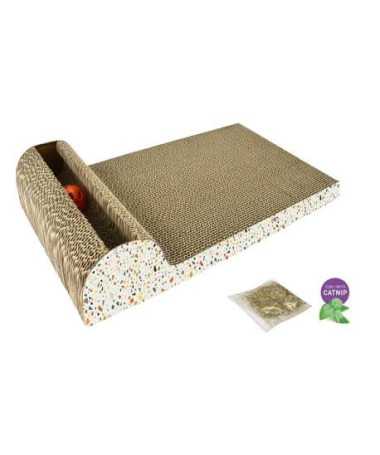 RASCADOR ECOLINE CARTON CON PELOTA Y CATNIP 1UD