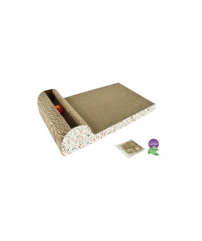 RASCADOR ECOLINE CARTON CON PELOTA Y CATNIP 1UD