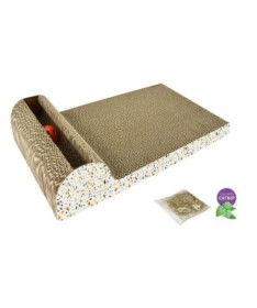 RASCADOR ECOLINE CARTON CON PELOTA Y CATNIP 1UD