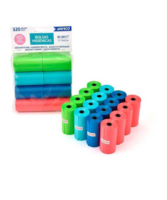 BOLSAS HIGIENICAS AROMA TALCO 16ROLLOS 20BOLSAS – foto del producto bolsas higienicas aroma